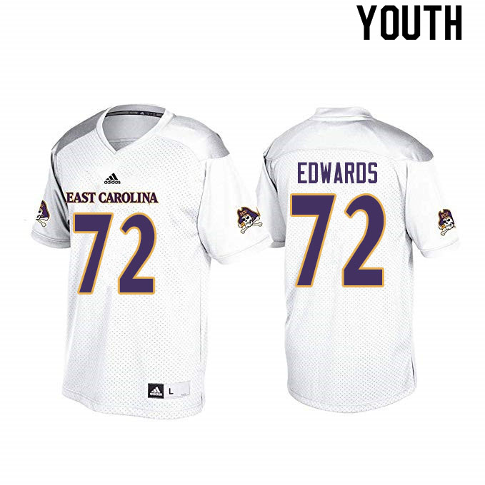 Youth #72 John Ross Edwards ECU Pirates College Football Jerseys Sale-White